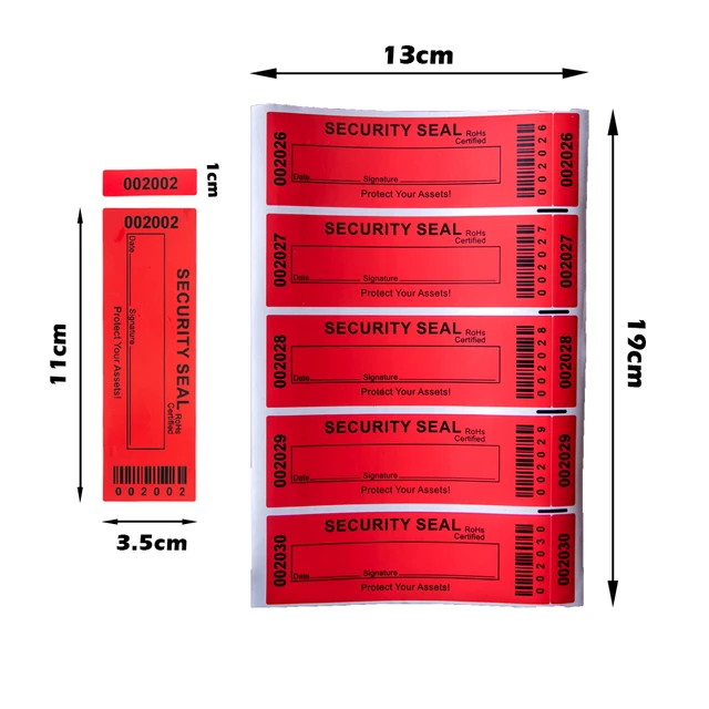 Etichette Sicurezza Antimanomissione 300 Pz - 2.5x7.6 Cm Rosse VOID