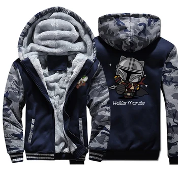 

Cute The Mandalorian Camouflage Mens Hoodies Camo Thick Warm Jacket Zipper Star Wars Hoodies Sweatshirt Casaco Masculino Coat