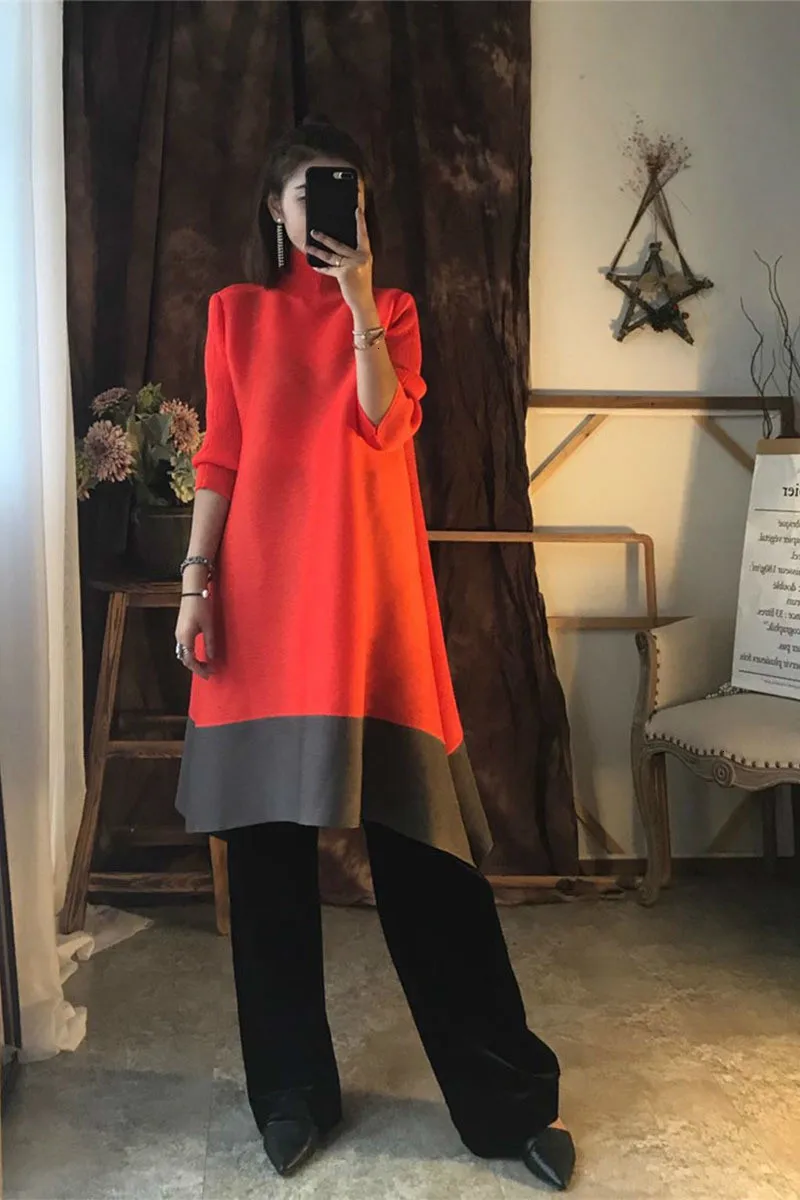 SHENGPALAE, новинка весны, два воротника, пэчворк, цвет, длинный рукав, свободный, большой размер, женское повседневное модное винтажное платье FB088