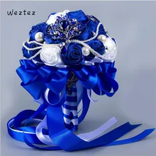 White Blue Bridal Wedding Bouquet Mariage Pearls Bridesmaid Artificial Wedding Bouquets Flower Crystal SPH85
