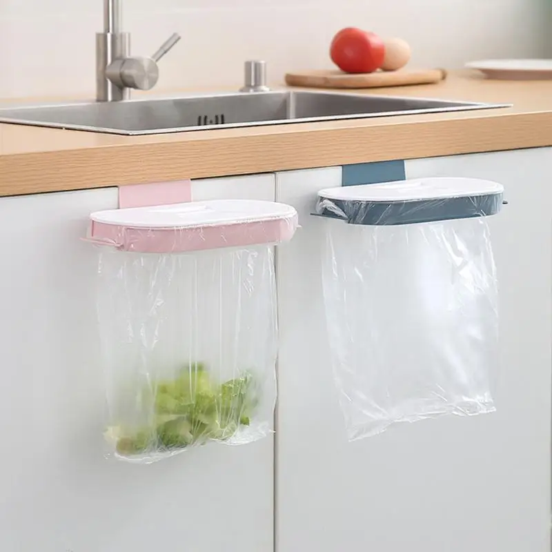 Kitchen Storage Metal Hanging Garbage Bags Rack Kitchen Wash Cloth Towel Storage Shelf Hanging Kitchen Cabinet Trash Rack