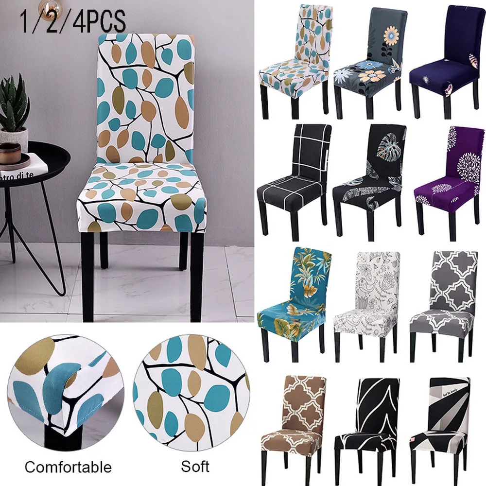 

1/2/4pcs Printed Chair Cover Elastic Seat Chair Covers Removable Dining Room Office Chair Cover Washable Stretch Banquet Hotel