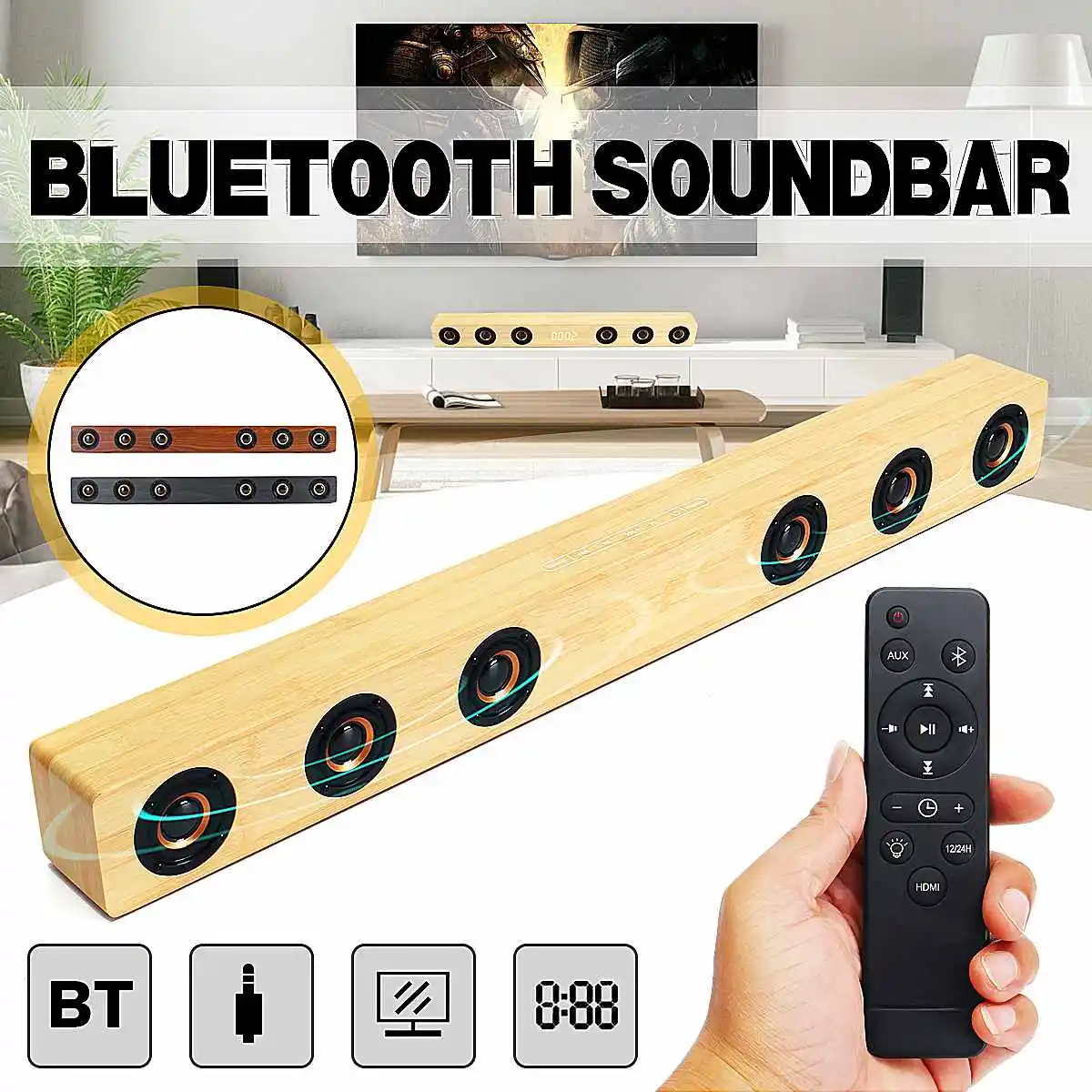 

240V 30W Wireless bluetooth Soundbar Stereo Speaker Hifi Home Theater TV Sound Bar Surround System AUX TF FM Radio Column