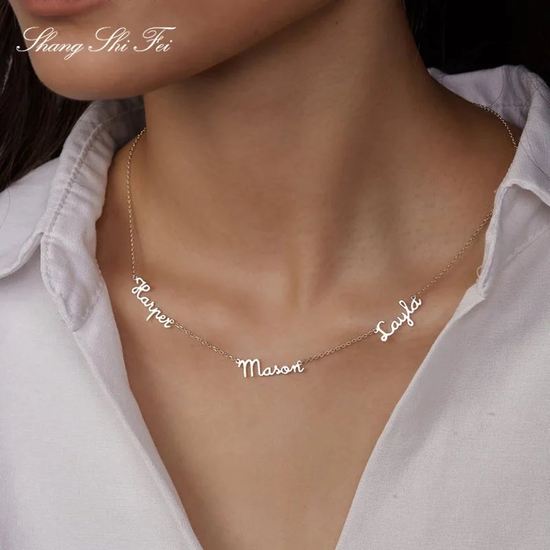 3 Name Necklace Mom Kids 4 Personalized 