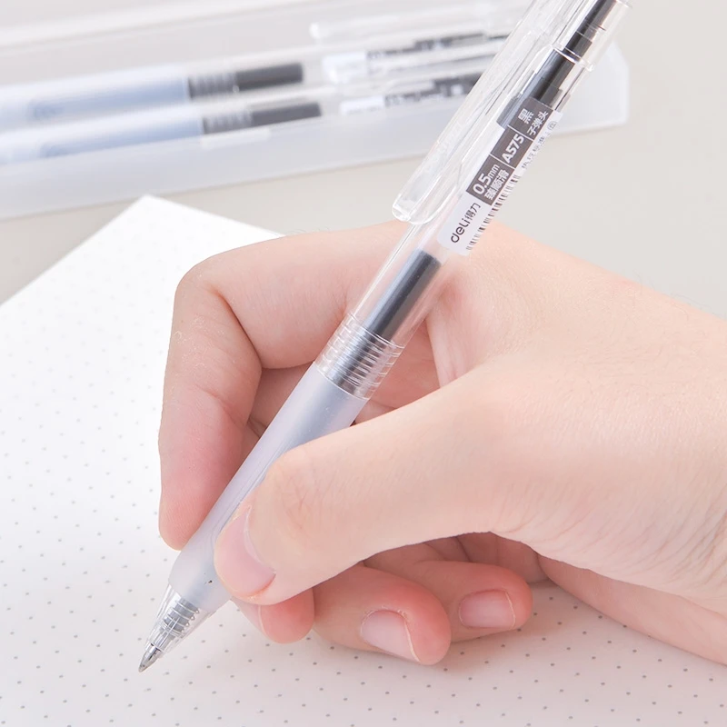 DELI Retractable Gel Ink Pens Black Blue Bullet Tip 0.5 mm Replaceable Refills Office School Supplies