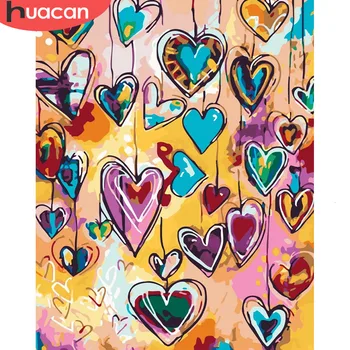 

HUACAN Oil Painting By Number Love Landscape HandPainted Kits Drawing Canvas Coloring Pictures Heart Home Decoration