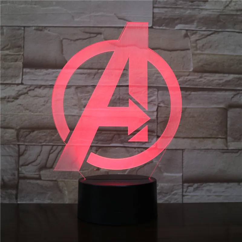 Marvel Figure Projection Lamp Remote Control 3D Table Lamp Avengers Party Decoration Sleep Nightlight