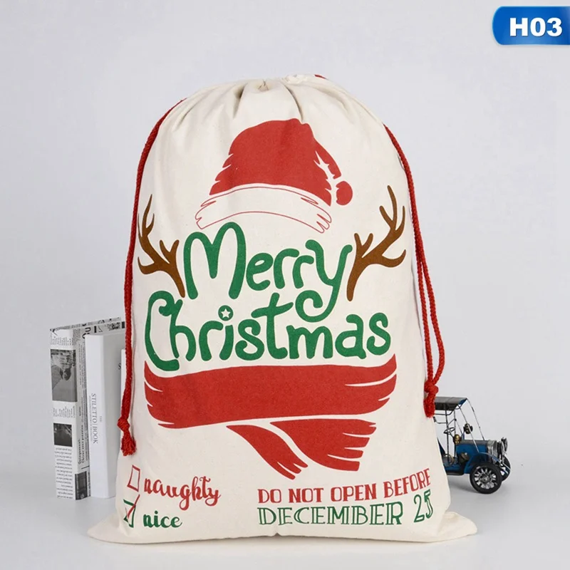 New Year Gift Santa Sacks Personalized Large Santa Claus Bag Custom Christmas Canvas Gift Bags Drawstring Cotton Santa Luvy