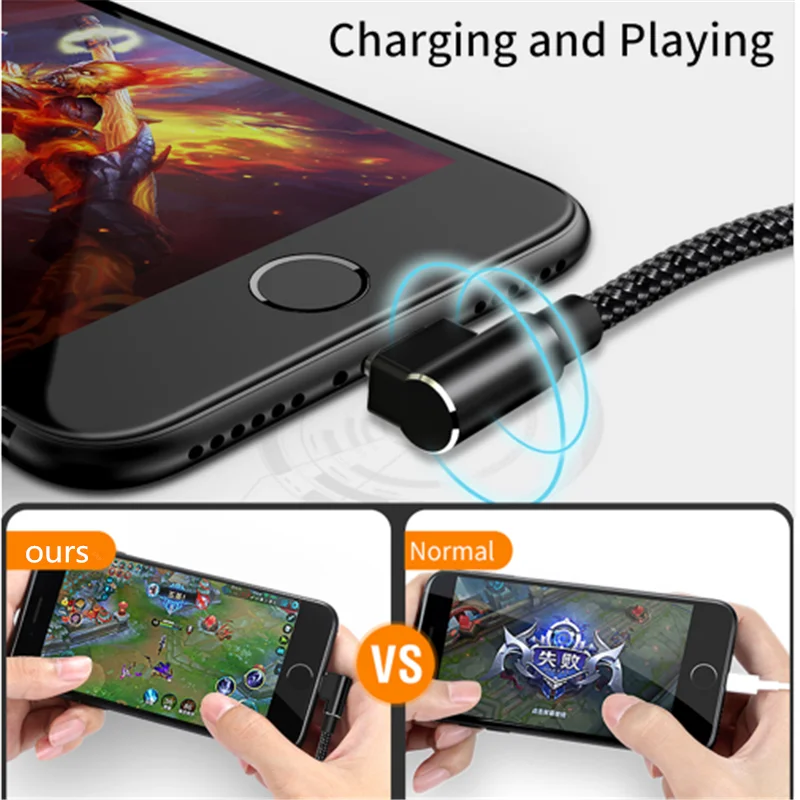Высокопрочный Плетеный локоть 90 ° кабель 2A быстрое зарядное устройство Micro USB Micro usb type-c Лот