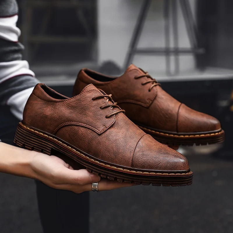 Genuine Leather Men's Dress Shoes British Style Fashion Lace Up Formal Oxford Classic Gentleman Business Shoe | Обувь