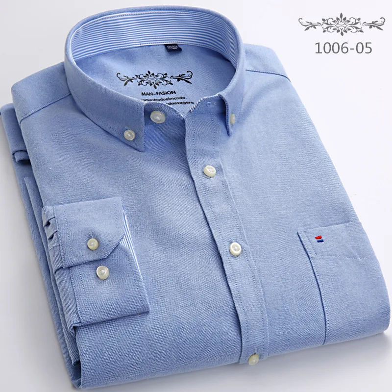 Мужские рубашки с длинным рукавом, Стандартная посадка, мужская клетчатая рубашка, полосатые рубашки, Мужская одежда, Оксфорд, Camisa Social, 5XL, 6XL, большие размеры, уличная одежда - Цвет: 5 blue