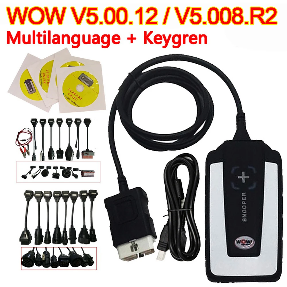 2020 New5.00.12 v5.008 R2 WOW snooper Bluetooth obd obd2 сканер для delicht Профессиональный диагностический