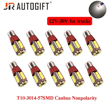 

100PCS Truck Led T10 Canbus 12-30V Led Dome License Plate Lights No Error 3014 194 57SMD Clearance led light Lamp Nonpolarity
