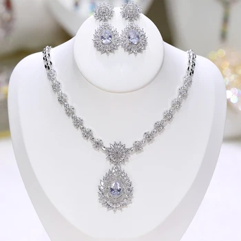

CZ Jewelry Set Zirconia Crystal Necklace Wedding Bridal Party Earrings Necklace Jewelry for Women X-0052