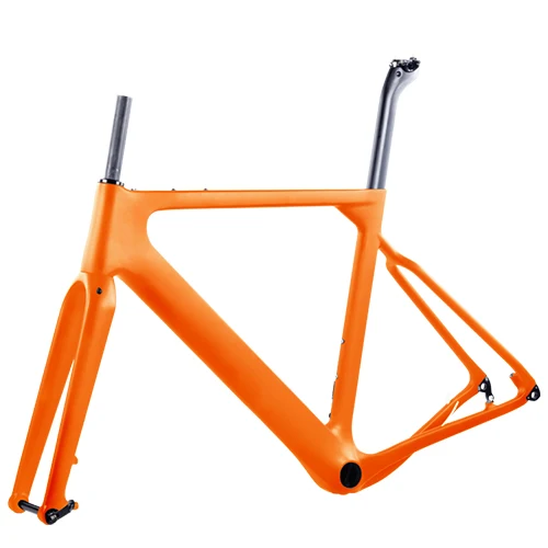 T800 Carbon Road MTB Gravel Bike Frame Thru Axle 142*12mm disc cyclocross frame Gravel 700C Frame Di2 Carbon Bicycle Frameset - Цвет: full orange