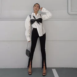 Printemps Automne Nouveau Zaraing Élastique de Style Allégée Pantalon Pied Fermeture À Glissière Ouverte Fourchette Garniture Pantalon Femme Pantalon Za Haute Rue 