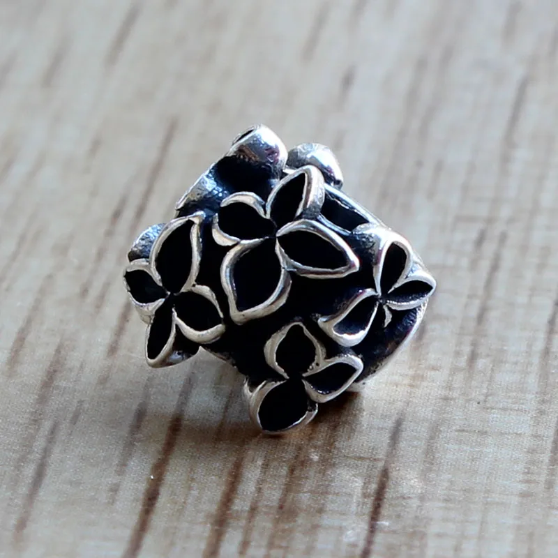 925 Sterling Silver Designer leaf Flowers Charm Bead Fits European Troll Bracelet Jewelry