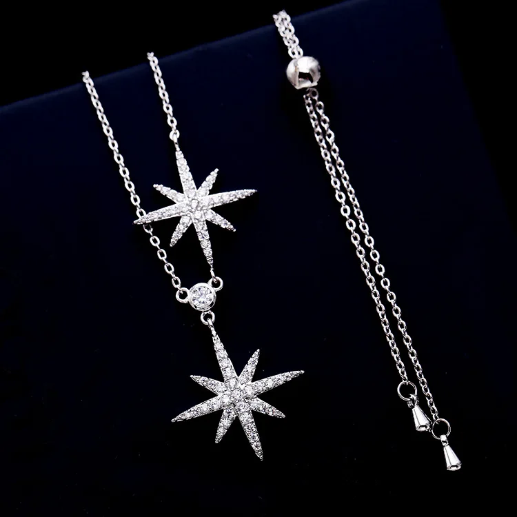 Роскошная восьмиугольная звезда от известного бренда, регулируемый ювелирный кулон ожерелье и длинная цепочка ожерелья для свитера Bijoux женский подарок