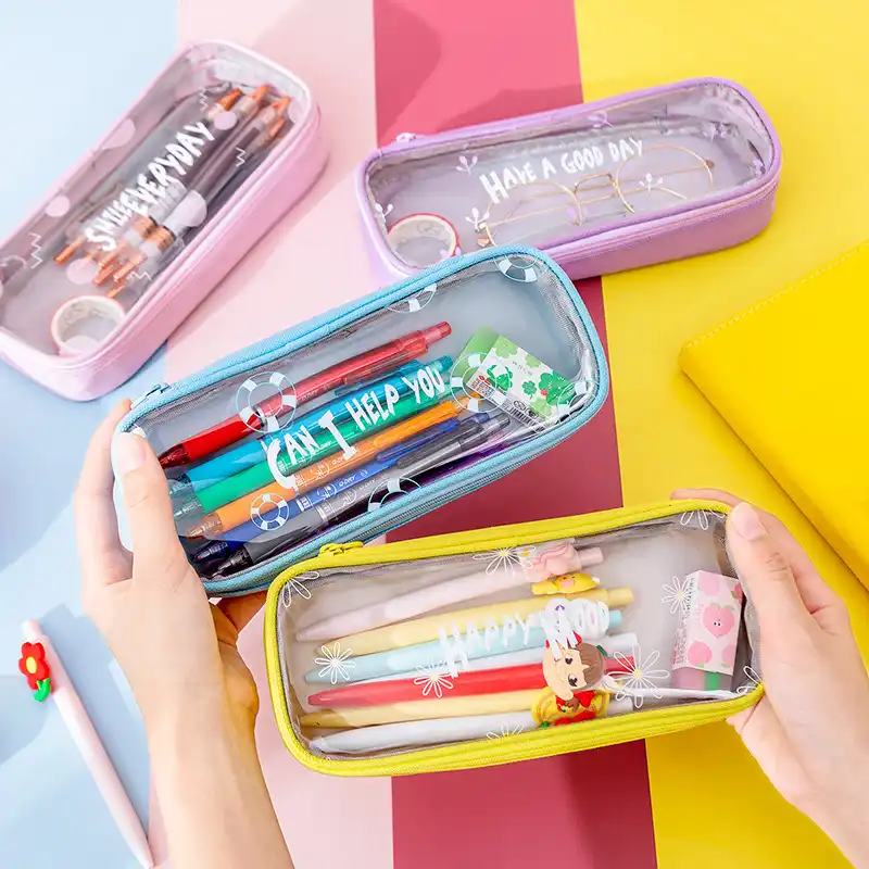 12個かわいい鉛筆ケース透明鉛筆ポーチかわいい生地鉛筆バッグボックスペンケースかわいい学用品韓国文具 鉛筆バッグ Aliexpress