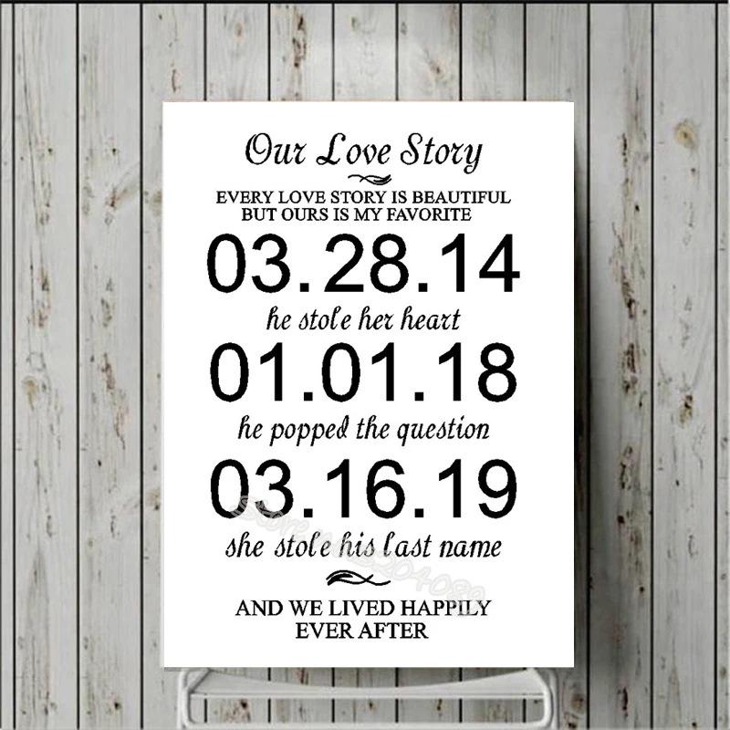 

Our Love Story Wedding Welcome board Sign Sticker Personalized Custom Date Wedding Chalkboard Decal Decor historia de amor SE009