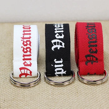

Unisex Nylon Canvas Belt Harajuku Double D Ring Buckle 130cm Long Belts Female Printing Thai Canvas Belts For women Jeans Belt