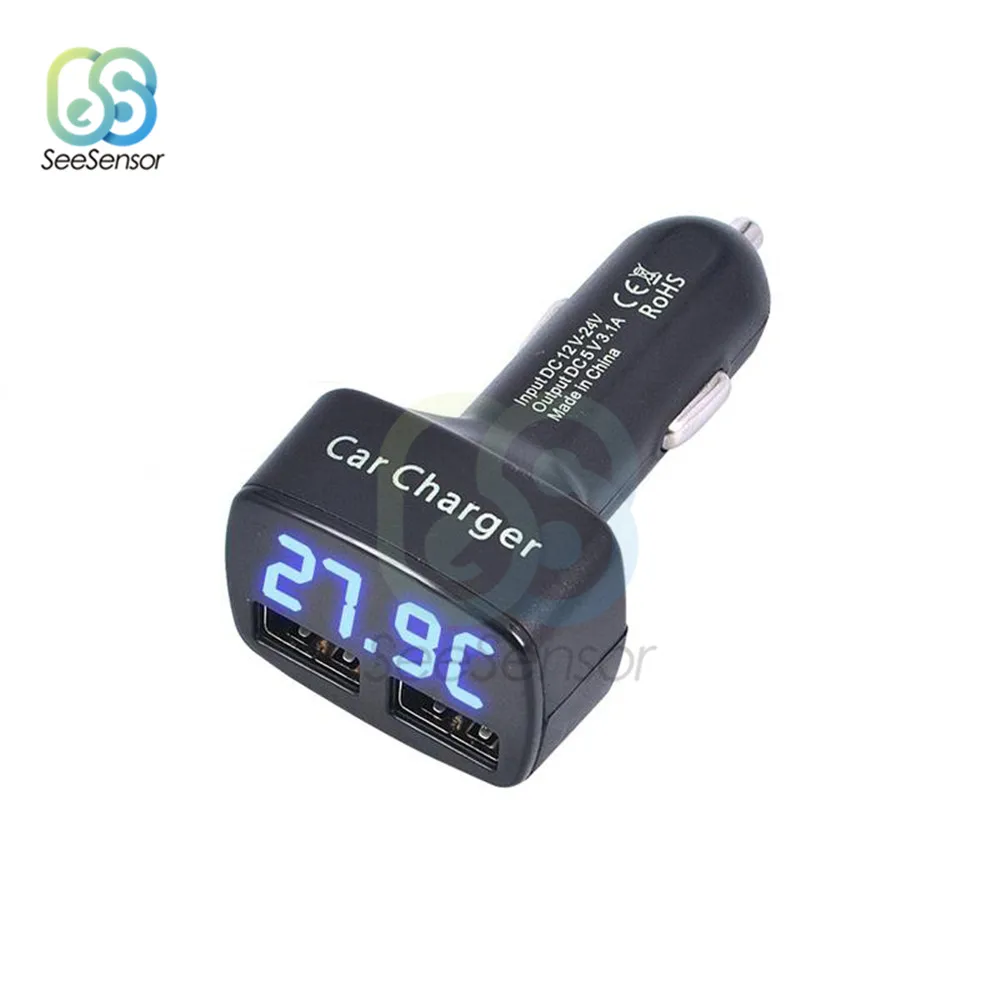 Двойной зарядное устройство USB 5 В 3.1A Универсальный 4 в 1 Напряжение/температура/измеритель тока адаптер тестера цифровой светодиодный Вольтметр Амперметр