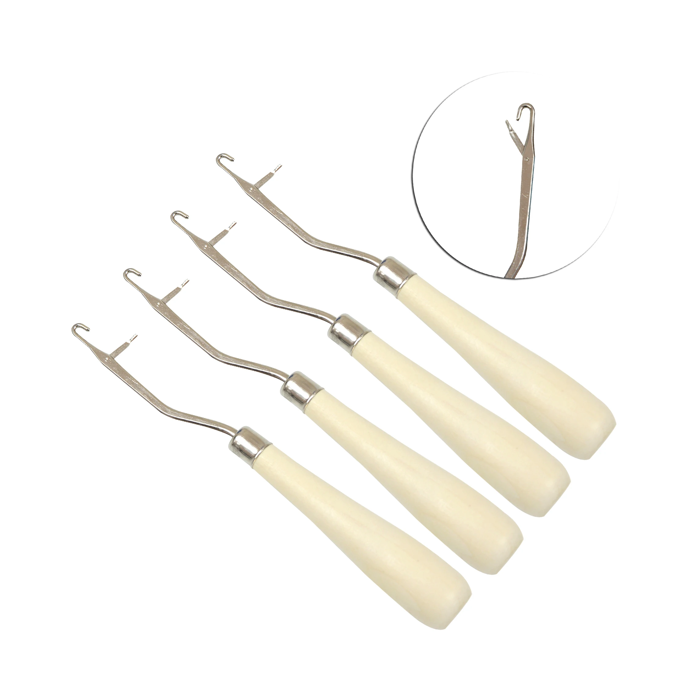 Hair Extensions Tool Wood Handle Latch Hook Needle Hair Weave Needle Wigs Knitting Carpets Making Repair Craft Tools