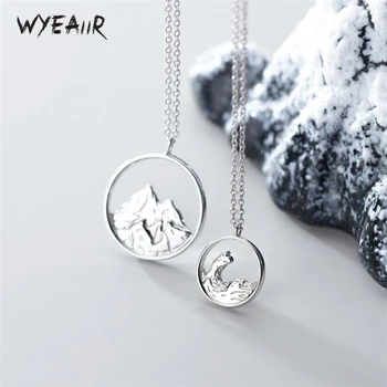 

WYEAIIR 925 Sterling Silver Couple Romantic Sweet Ocean Mountain Vows Clavicle Chain Female Necklace