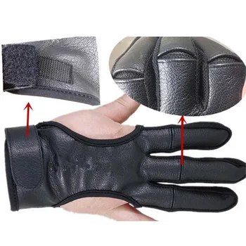 

Archery 3 Finger Gloves Leather in Black High Elastic Hand Protection Protective Gloves Shooting Hunting Accessories