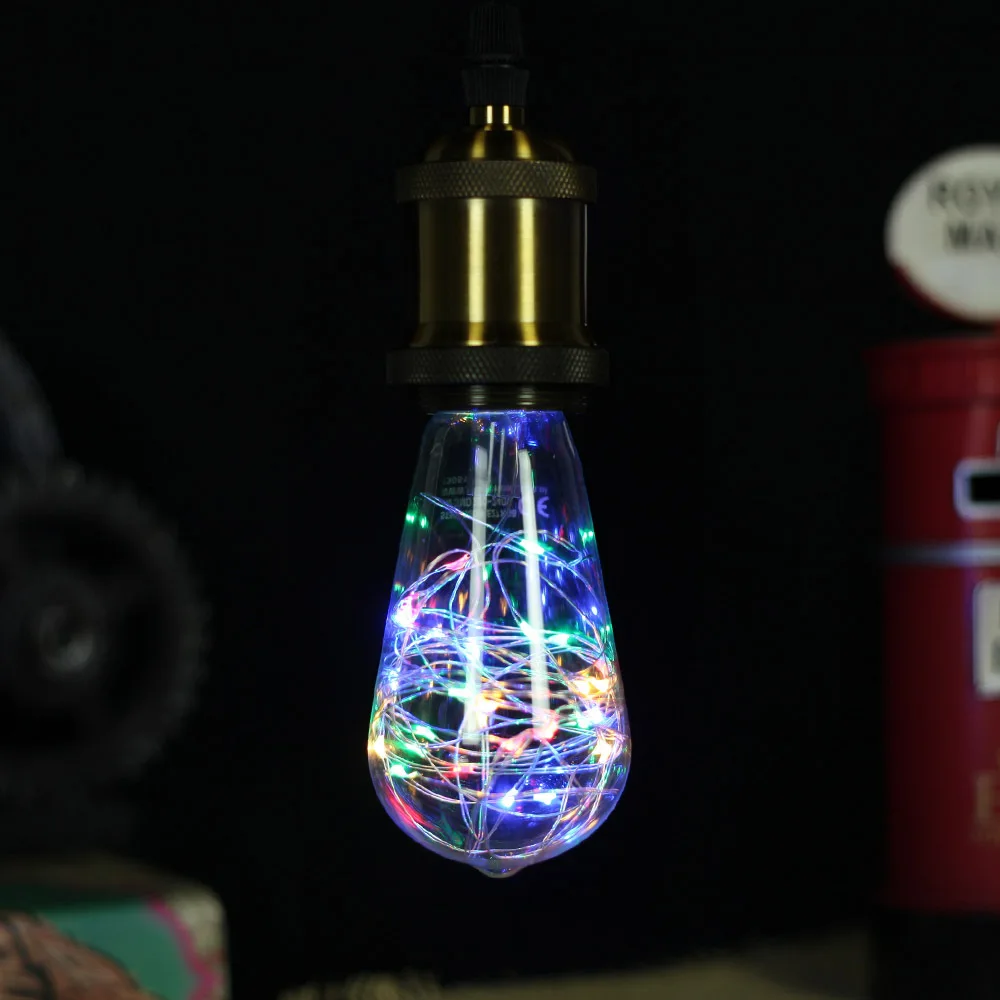

ST58 Copper Lamp LED Retro Vintage Color Copper Lamp Edison Bulb Bar Restaurant Decoration E27 1W