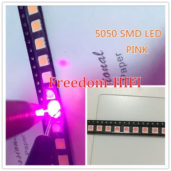 

50pcs/lot SMD 5050 pink smd LED Diode 5050 smd smt pink led PLCC-6 3-CHIPS 5.0*5.0MM 60Ma-0.2W Super Bright best Quality New