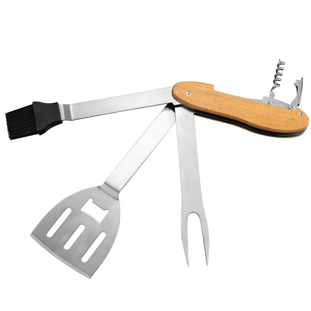 

5-In-1 BBQ Grilling Multi Tool Barbecue Grill Accessories Foldable Detachable Tool Set Kit For Outdoor Grilling