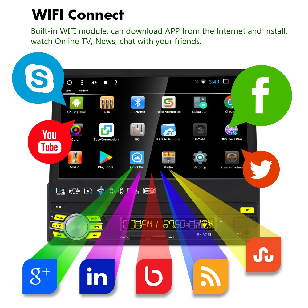 Цена Podof 7 Android 7,1 автомобильный радиоприемник 1 din универсальный MP5 емкостный сенсорный экран с управлением зеркалами font b gps b font Bluetooth AM FM RDS Wi Fi