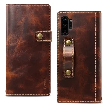 

For Samsung S10 S20 Ultra Luxury Retro Oil Wax Head Cowhide Flip Card Holder Case Cover For Samsung Note 10+ with Lanyard Fundas