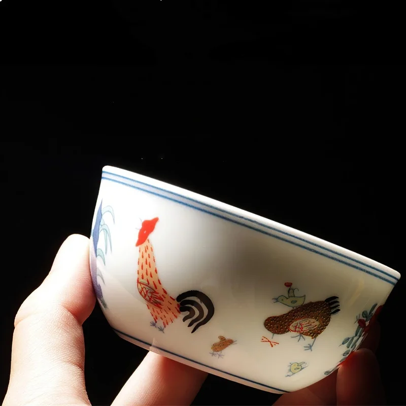 Ceramic Cup Chinese Style Handmade Antique Bone China Chicken Cup Tea Wine Water Ware Household Kitchen Supplies Drinkware