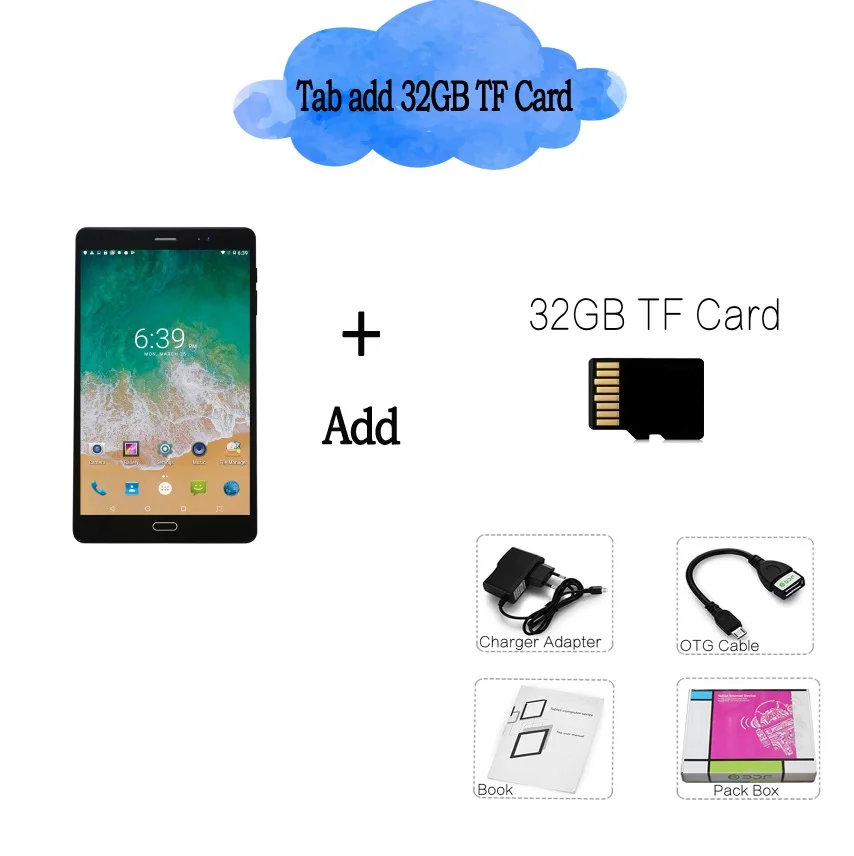 Add 32GB TF Card 8,0 дюймов android планшетный ПК Android 7,0 2G 3g 4G LTE мобильный телефон звонок sim-карта 4 Гб ram 32 ГБ rom планшетный ПК - Комплект: Add 32GB TF Card