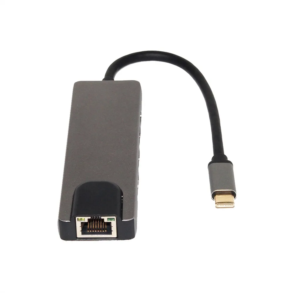 USB концентраторы Тип C компьютерная периферийная система 5 в 1 USB 3,1 type C концентратор 4K Hdmi USB 3,0 к Rj45 Lan адаптер зарядное устройство для Macbook #10