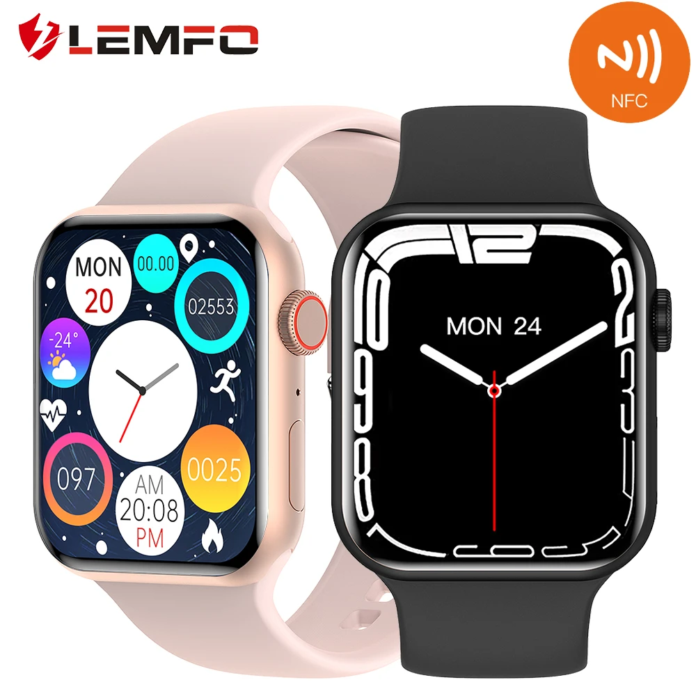 Lemfo S7 Pro Smart Watch Series 7 Nfc Bluetooth Call Heart Rate Men Women  44mm Smartwatch 2022 Iwo 13 Pro For Ios Android - Smart Watches - AliExpress