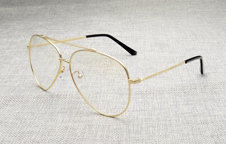 Zerosun очки оправа для мужчин и женщин авиационные очки мужские очки из нержавеющей стали компьютерные очки блокировка синий светильник UV400 - Цвет оправы: Золотой