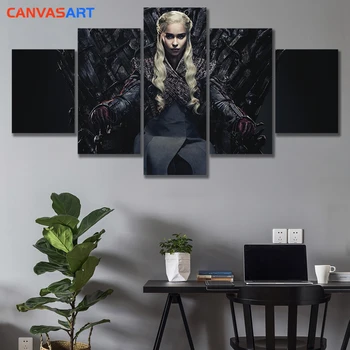 

Canvas Art 5 HD Print Game of Thrones Daenerys Targaryen By Numbers Canvas Painting Wall Pictures for Living Room