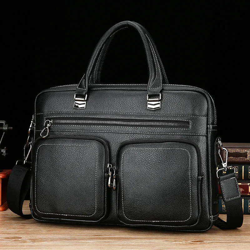 

MEN'S Handbag Cross Shoulder Business Briefcase MEN'S Real-leather Bag Hand Bag Fashion