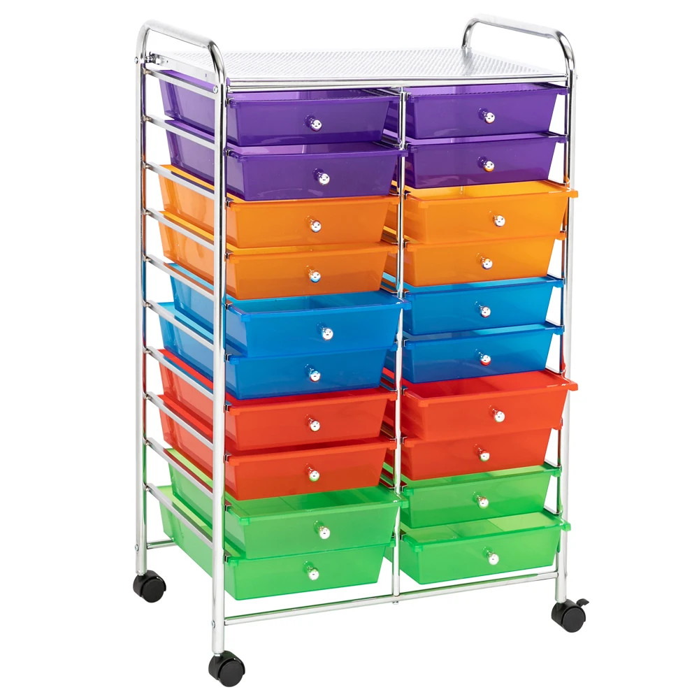 

Multi-Color 20 Small Drawers Rolling Organizer Storage Cart Steel&Plastic Strong Durable for Home Office School[US-Stock]