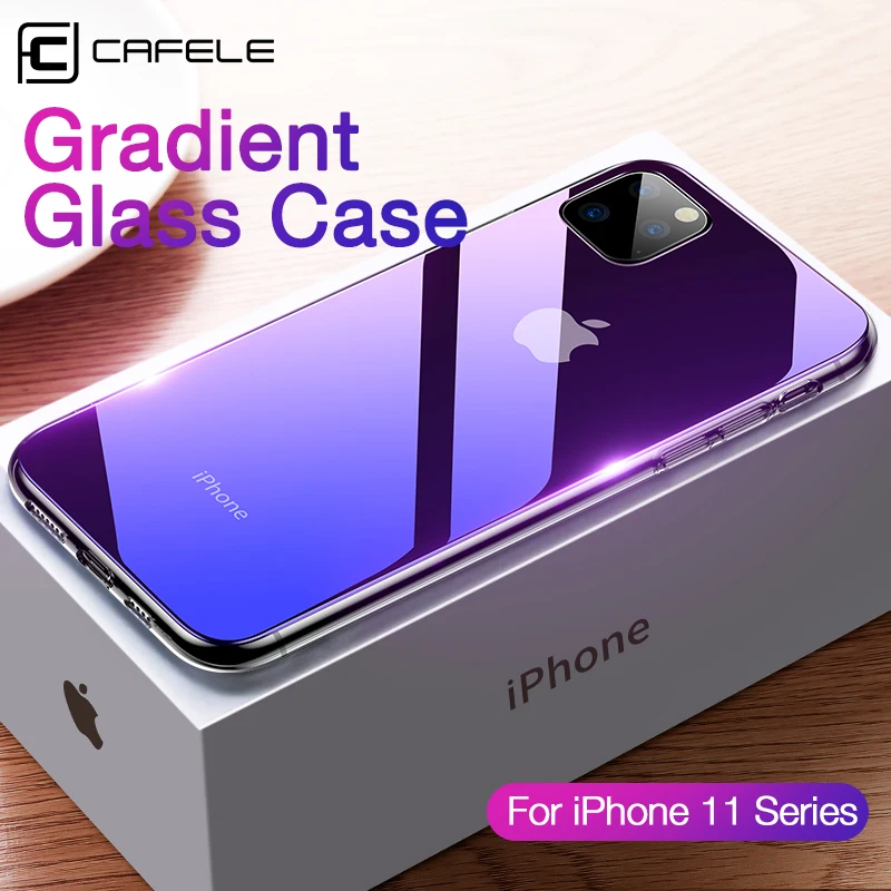 CAFELE Gradient Glass Case for iPhone 11 pro max Luxury Soft Edge + Glass Back Case for Apple iPhone 11 pro Anti-scratch