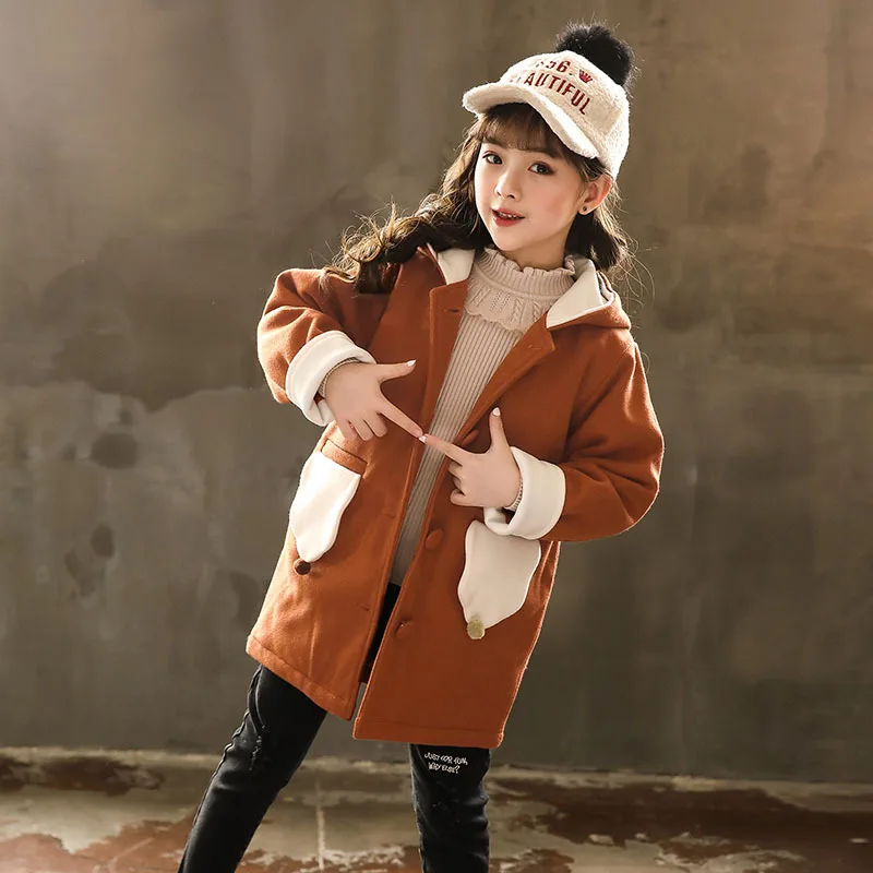 

Girls Woolen Jacket Winter 2018 New Style Children Mid-length Western Style Little Girl Clothes Baby Woolen Overcoat
