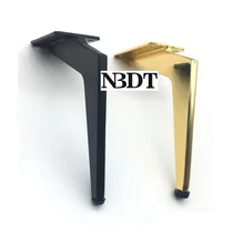 2 шт./лот матовая черная Золотая плоская плита железные мебельные ножки с выравнивателем диван-кровать шкаф журнальный столик