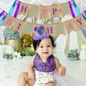 

A Set Pull Flag Banner Hats Mermaid Birthday Theme Party Decor 1set Birthday Baby Shower Party Home Decoration Banners Pull Flag