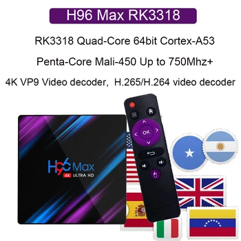 

H96 MAX RK3318 TV box android9.0 4GB Ram 64GB Rom Media player 4K YouTube Netflix support iptv subscription Android smart tv box