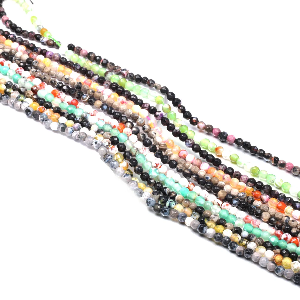 

Natural Stone Faceted Scattered bead agates string Beads charm for Jewelry Making DIY Necklace Bracelet Accessories size 3 4mm