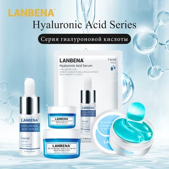

LANBENA Hyaluronic Acid Series Skin Care Moisturizing Facial Sheet Mask Eye Patches Face Serum Eye Cream Shrinking Pores 5 Sets