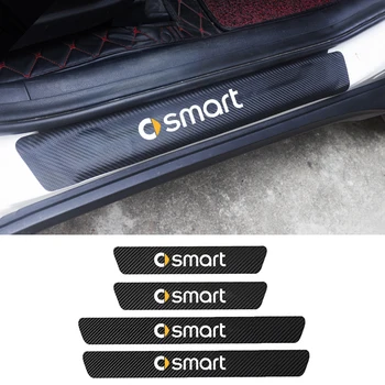

For Smart Fortwo 451 453 450 Forfour 454 Forjeremy 4pcs PU Leather Carbon Fiber Car Door Sill Protector Stickers Accessories